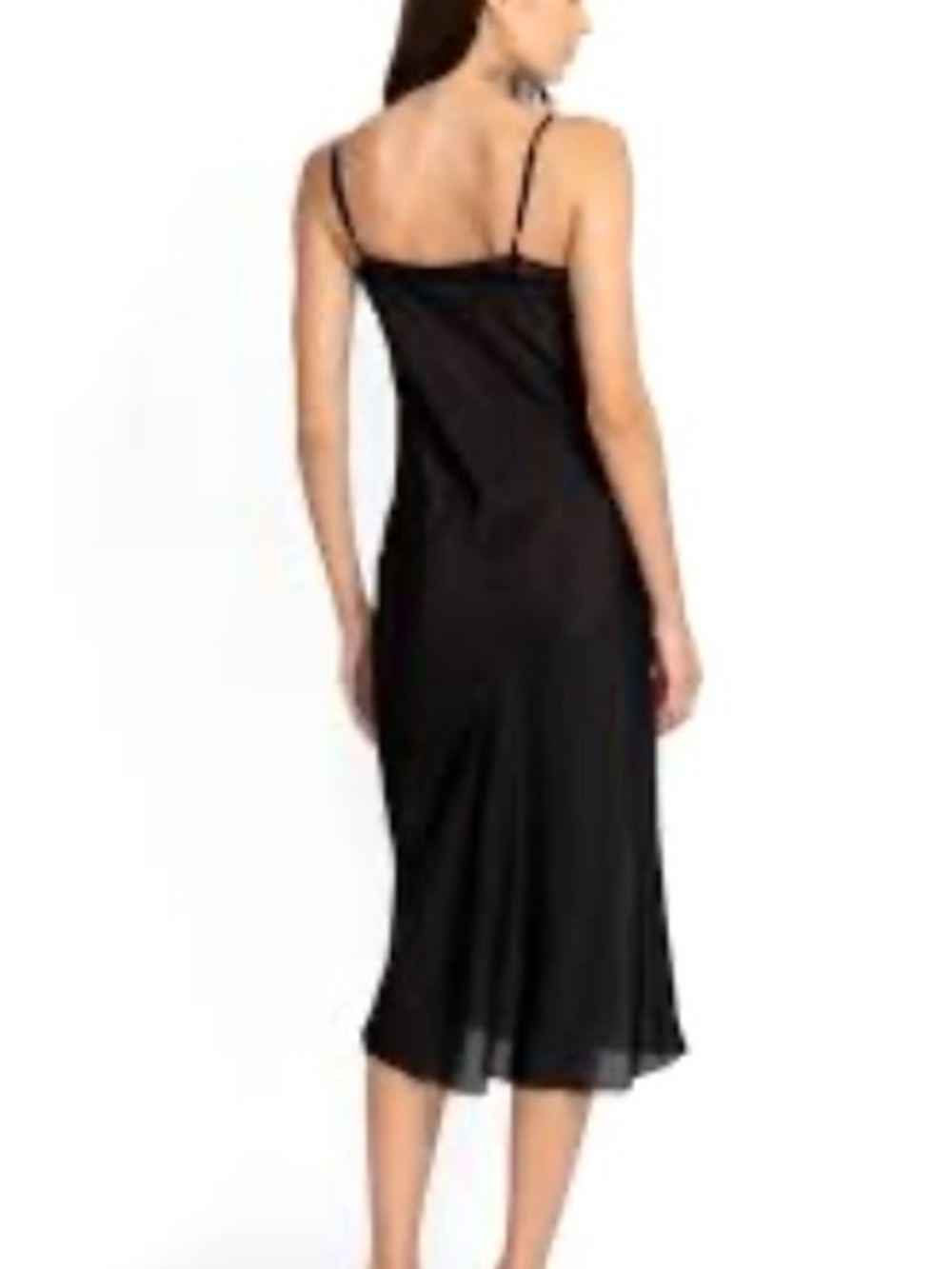 NEW Johnny Was 100% Silk Midi Length Slip Dress Lace Black Adjustable Straps L - Picture 2 of 9